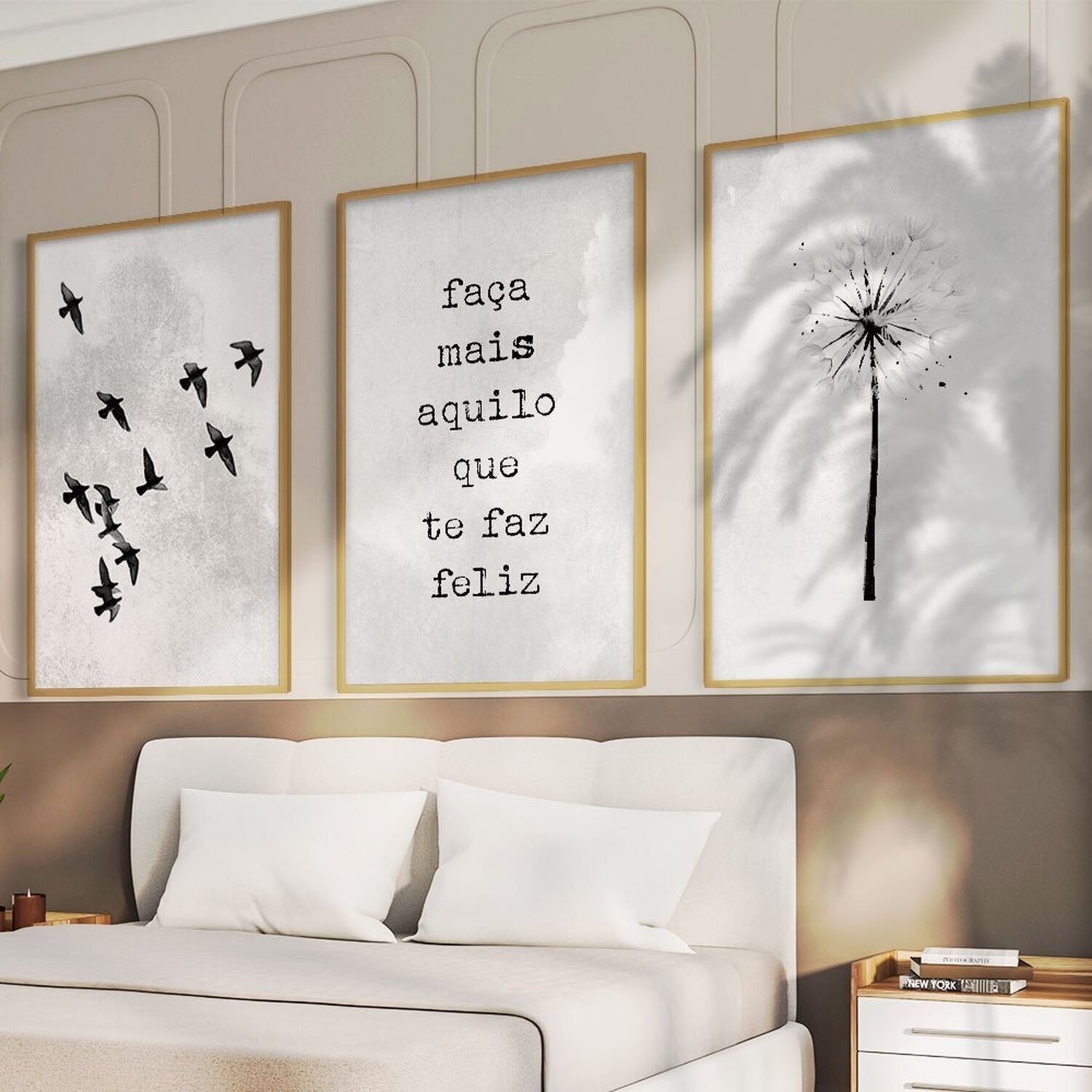 Quadro Decorativo 3 Telas Aquilo que Te Faz Feliz Diversos Tamanhos - 2