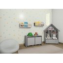 Ver imagem 1 de Kit Quarto Infantil Candy 4 peças com Mesa 2Baú Organizadora + Estante Casinha de Boneca + Prateleir