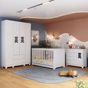 Ver imagem 1 de Quarto de Bebê Completo com Berço Americano 3 em 1 Fofura Multimóveis Mp4645 Branco