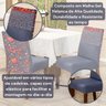 Kit de Capas de Cadeira Jantar Estampadas Ajustável com Elástico 08 Peças - Protetora Cozinha Malha  - 5