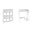 Ver imagem 2 de Conjunto 2 Peças com Escrivaninha com Tampo Portátil e Estante 10 Nichos Branco 100% MDF
