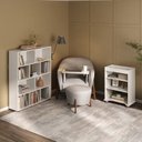 Ver imagem 1 de Conjunto 2 Peças com Escrivaninha com Tampo Portátil e Estante 10 Nichos Branco 100% MDF
