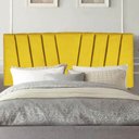 Ver imagem 1 de Painel Cabeceira Estofada Bélgica 195cm Cama Box King Corino Amarelo- Mabe Magazine