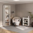Ver imagem 1 de Conjunto 2 Peças com Escrivaninha com Tampo Portátil e Estante 5 Prateleiras Branco 100% MDF