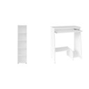 Ver imagem 2 de Conjunto 2 Peças com Escrivaninha com Tampo Portátil e Estante 5 Prateleiras Branco 100% MDF