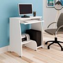 Ver imagem 4 de Conjunto 2 Peças com Escrivaninha com Tampo Portátil e Estante 5 Prateleiras Branco 100% MDF