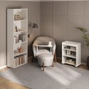 Ver imagem 3 de Conjunto 2 Peças com Escrivaninha com Tampo Portátil e Estante 5 Prateleiras Branco 100% MDF