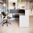 Ver imagem 2 de Balcão de Recepção em L com Gaveteiro Suspenso 2 Gavetas MDP 150cm Cinza F5 Office