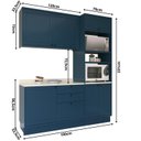 Ver imagem 4 de Cozinha Compacta Modulada 3 Peças 6 Portas 3 Gavetas Sevilha Azul/Órion/Cinza Argila