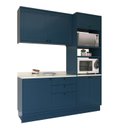 Ver imagem 3 de Cozinha Compacta Modulada 3 Peças 6 Portas 3 Gavetas Sevilha Azul/Órion/Cinza Argila