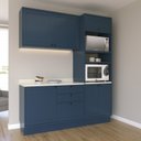 Ver imagem 1 de Cozinha Compacta Modulada 3 Peças 6 Portas 3 Gavetas Sevilha Azul/Órion/Cinza Argila