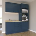 Ver imagem 1 de Cozinha Compacta Modulada 3 Peças 6 Portas 3 Gavetas Sevilha Azul/Órion/Carvalho Nature