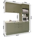 Ver imagem 4 de Cozinha Compacta Modulada 3 Peças 6 Portas 3 Gavetas Sevilha Verde/Hill/Cinza Argila