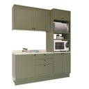 Ver imagem 3 de Cozinha Compacta Modulada 3 Peças 6 Portas 3 Gavetas Sevilha Verde/Hill/Cinza Argila