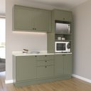 Ver imagem 1 de Cozinha Compacta Modulada 3 Peças 6 Portas 3 Gavetas Sevilha Verde/Hill/Cinza Argila