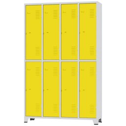 Roupeiro de Aço 8 Portas Grandes Cinza com Amarelo - Ultra Móveis - 1