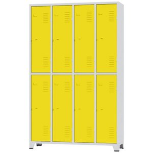 Roupeiro de Aço 8 Portas Grandes Cinza com Amarelo - Ultra Móveis