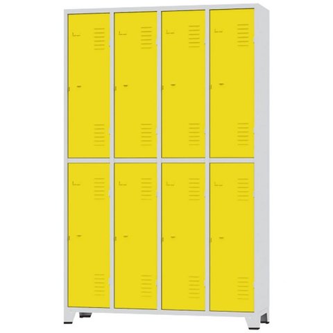 Roupeiro de Aço 8 Portas Grandes Cinza com Amarelo - Ultra Móveis