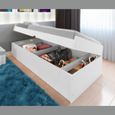 Ver imagem 3 de Cama Solteiro Camila com Baú Interno Design Moderno Framar: Branco
