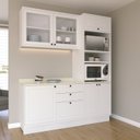 Ver imagem 1 de Cozinha Compacta Modulada com Vidro 3 Peças 6 Portas 3 Gavetas Sevilha Branco/Ártico/Cinza Argila
