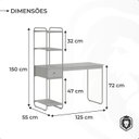 Ver imagem 3 de Escrivaninha Mesa Escritório Criare com 1 Gaveta 125cm Industrial Preto e Nature Marrom