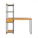 Ver imagem 2 de Escrivaninha Mesa Escritório Criare com 1 Gaveta 125cm Industrial Preto e Nature Marrom