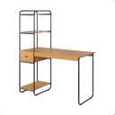 Ver imagem 4 de Escrivaninha Mesa Escritório Criare com 1 Gaveta 125cm Industrial Preto e Nature Marrom