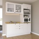 Ver imagem 1 de Cozinha Compacta Modulada com Vidro 3 Peças 6 Portas 3 Gavetas Sevilha Branco/Ártico/Carvalho Nature