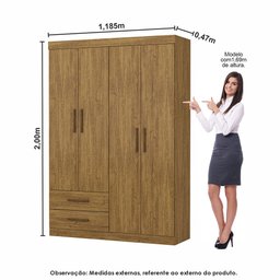 Guarda-roupa Casal Modulado 5 Portas com Cama Hercules 4 Portas 4 Gavetas - 4