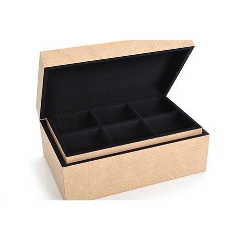 Porta Joia e Biju com 02 Bandejas Flocado em Preto Josely Flocados