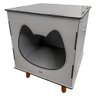 Casinha Toca Cat Line Pet Gato Premium MDF com Comedouro Inox Champagne - Desk Design - 9