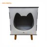 Casinha Toca Cat Line Pet Gato Premium MDF com Comedouro Inox Champagne - Desk Design - 8