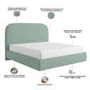 Ver imagem 5 de Cama Queen Flutuante com Cabeceira 160cm Aura W01 Linho Verde Menta - Lyam Decor