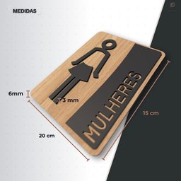 Placa de Banheiro Placas para Banheiro Feminino Masculino:preto - Mulheres 15x20 - 2