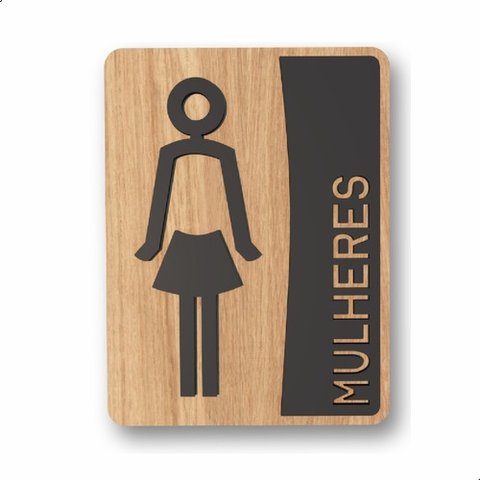 Placa de Banheiro Placas para Banheiro Feminino Masculino:preto - Mulheres 15x20