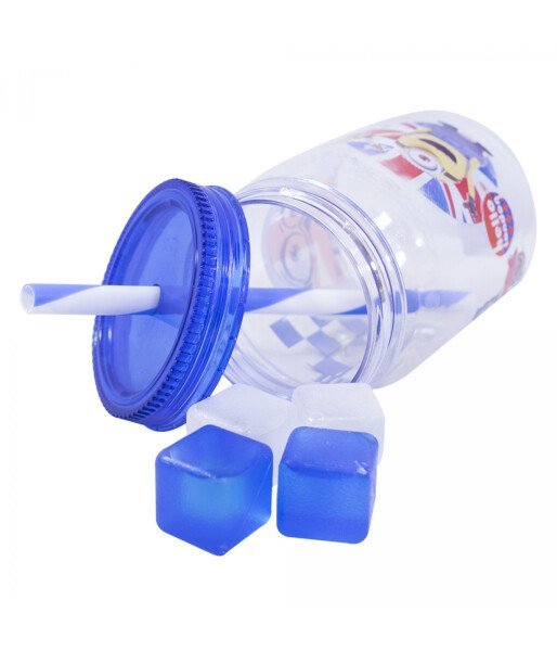 Copo Azul Escuro Com Cubos De Gelo 600Ml - Minions - 4