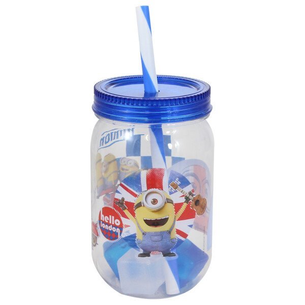 Copo Azul Escuro Com Cubos De Gelo 600Ml - Minions - 1
