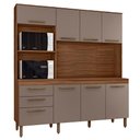 Ver imagem 1 de Armario de Cozinha New Jully 184 Cm com 8 Portas e 2 Gavetas Freijo/moka