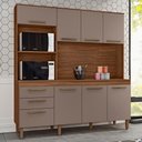 Ver imagem 2 de Armario de Cozinha New Jully 184 Cm com 8 Portas e 2 Gavetas Freijo/moka