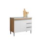 Balcão Gabinete para Pia 100cm sem Tampo 2 Portas 3 Gavetas Andréia Cor Amendoa/branco - 2