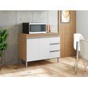 Ver imagem 3 de Balcão Gabinete para Pia 100cm sem Tampo 2 Portas 3 Gavetas Andréia Cor Amendoa/branco