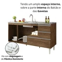 Ver imagem 7 de Balcão Gabinete Pia 1,50m Maceió Bymadero Castanho – 3 Portas 2 Gavetas + 1 Gavetão