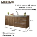 Ver imagem 6 de Balcão Gabinete Pia 1,50m Maceió Bymadero Castanho – 3 Portas 2 Gavetas + 1 Gavetão