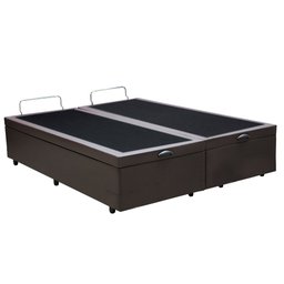 Base Box Baú Casal Bipartido Santo Box Sintético Marrom 47x138x188 - 1