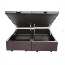 Base Box Baú Casal Bipartido Santo Box Sintético Marrom 47x138x188 - 2