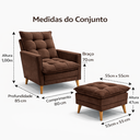 Ver imagem 6 de Kit Poltrona Reclinavel + Puff Amamentação Granada Tecido Veludo - Sofatec