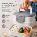 Ver mais imagens de Kit 2 Marmita Dupla Pote Empilhavel Organizador Lunch Box Cozinha Multiuso Tampa Alca Transporte Ref