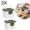 Ver imagem 6 de Kit 2 Marmita Dupla Pote Empilhavel Organizador Lunch Box Cozinha Multiuso Tampa Alca Transporte Ref