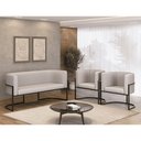 Ver imagem 2 de Kit 2 Poltronas + Sofá 2 Lugares Base de Metal Gold Corino Cor:bege