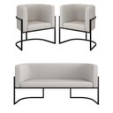 Ver imagem 1 de Kit 2 Poltronas + Sofá 2 Lugares Base de Metal Gold Corino Cor:bege